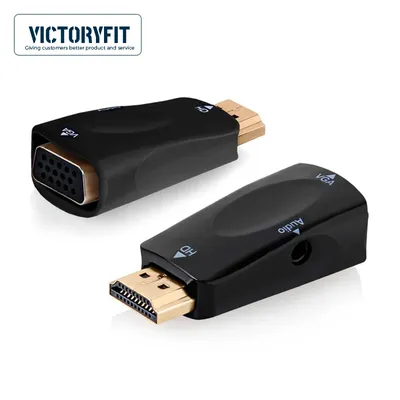 HDMI-Compatible to VGA Adapter, Support 1080P Full HD, With 3.5mm Cable, 3.5 AUX Jack, for HDTV,