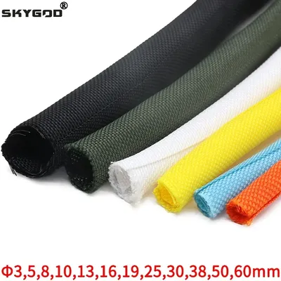 1/5M Self Closing PET Expandable Braided Sleeve Self-Closed Flexible Insulated Hose Pipe Wire Wrap Protect Cable Sock Tube