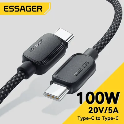 Essager 100W USB Type C To USB C Cable 5A PD Fast Charging Cable Type C Wire For Xiaomi Samsung