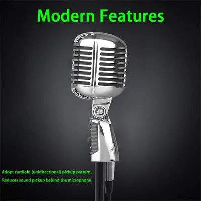 Vintage Metal Microphone for 55SH Classic Dynamic Vocal Mic Universal Stand for Live Performance