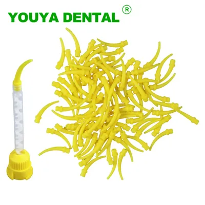 100pcs Dental Materials Intraoral Impression Mixing Tips Nozzles Mixer Syringe Silicone Rubber Conveying Mixing Head Disposable