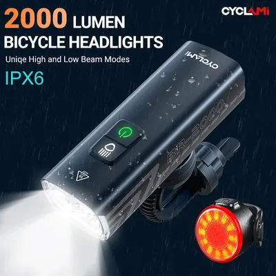 CYCLAMI Bicycle Light 1200LM T6 LED Rechargeable Set Road MTB Bike Front Back Headlight Lamp
