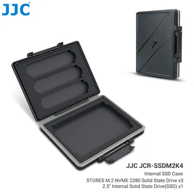 JJC Hard Drive Case for M.2 2280/2260/2240/2242/2230 x 3 and 2.5 inch SSD x 1 Water Resistant