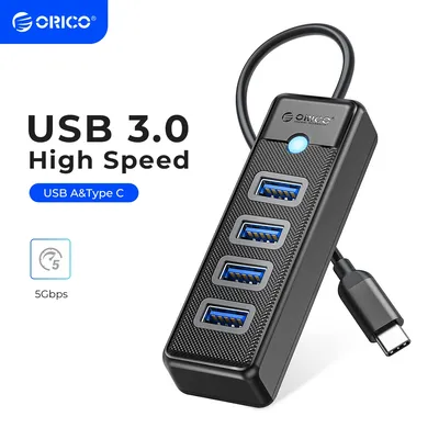ORICO 4 Ports USB 3.0 HUB 5Gbps High Speed Multi Type C Splitter Ultra-Slim OTG Adapter For PC
