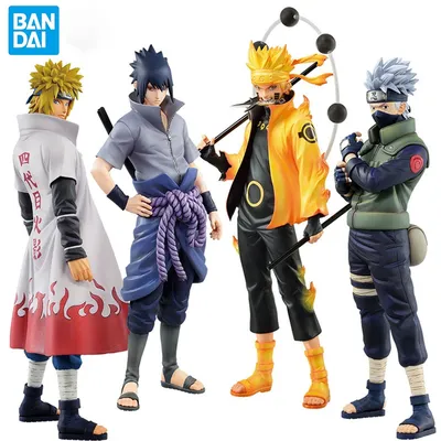 20cm Bandai Naruto Anime Figure Shippuden Uchiha Sasuke Hatake Kakashi Namikaze Minato Action Figure