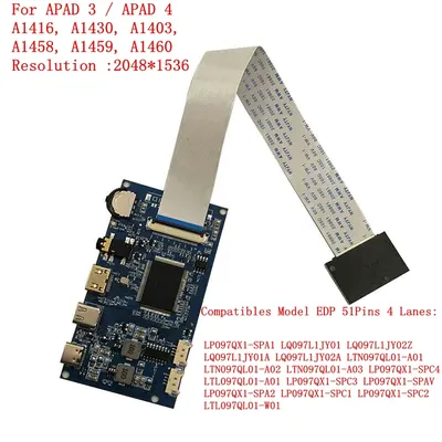 HDMI Type-c Controller Driver Board For IPAD3 / 4 2K 2048X1536 LP097QX1 A1416 A1430 A1403 A1458