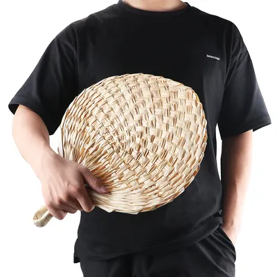Manual Straw Hand Fans Hand-woven Palm Leaf Hand Fan Chinese Style Summer Cooling Mosquito Repellent Handmade Straw Fan