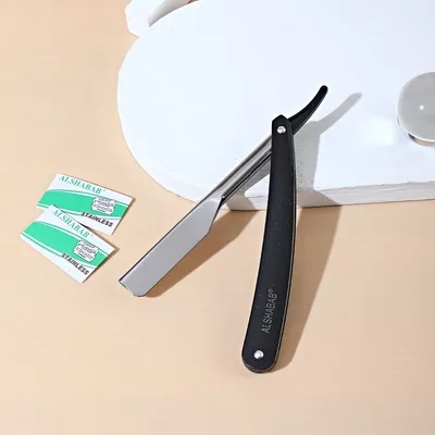 Professional Straight Razor Set for Men Double Edge With 2 Blades Black White Color Stainless Barber