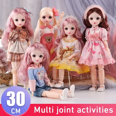 BJD Dolls For Girls 30 CM Anime Hinged Doll with Clothes Blonde Brown Eye Articulated Toys for Children Spherical Joint Playsets