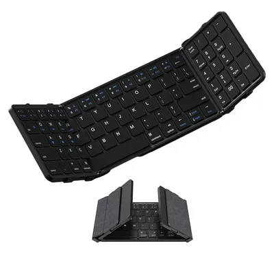 Foldable Bluetooth Keyboard with Numeric Keypad Full Size Wireless Folding Keyboard Rechargeable