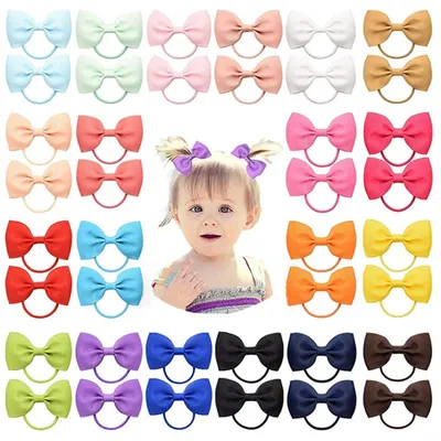 10/20PCS Baby Girls Hair Bows Tie 2.75" Grosgrain Ribbon Bows Rubber Band Ribbon Hair Bands For Girl Teens Kid Infant Toddler