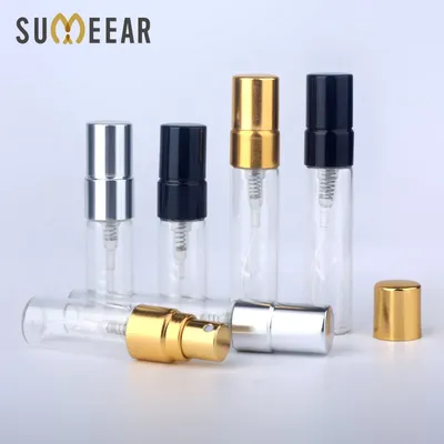 100PCS/Lot 3ml 5ml Sample Spray Bottle Portable Transparet Glass Perfume Bottle Atomizer Container