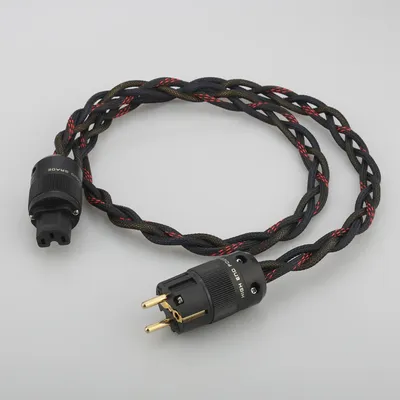 Audiocrast P103 Schuko Mains Power Cord Cable HIFI CD Amplifier Amp EU Power Plug Cable Braided AC