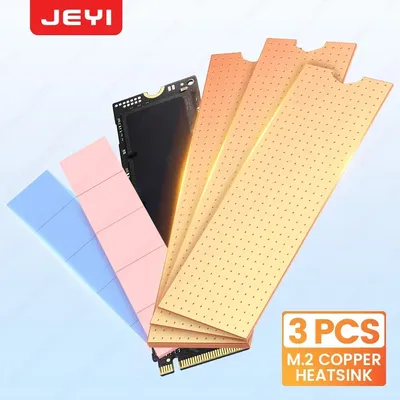 JEYI Copper M.2 HeatSink, 3pcs 2280 SSD Copper Cooler Solid State Disk Radiator with Thermal