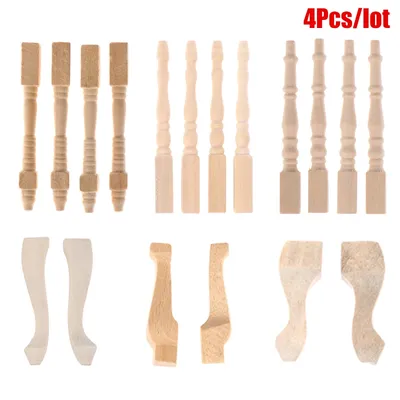 4pcs/lot 1:12 Wooden Dollhouse Table Leg Miniature Furniture Diy Dollhouse Accessories Simulation Table Feet Model Dollhouse Toy
