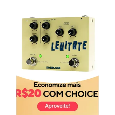 SONICAKE Levitate Dual Footswitch Stompbox Digital Delay and Reverb Guitar Effects Pedal QDS-02