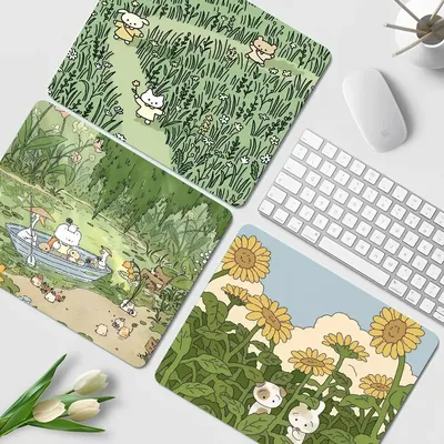 Green Plant Desk Mat Cute Kawaii Mousepad Small Office Computer Desk Mat Table Keyboard Big Mouse
