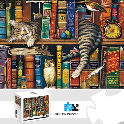 1000 Pieces Tally Cat Jigsaw Puzzles for Adults Home Decor Games Family Fun Floor Puzzles