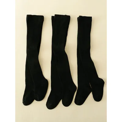 3pairs Toddler Girls Solid Tights