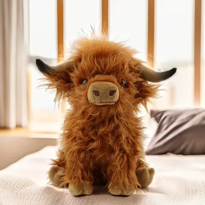 CYISONAL Highland Cow Stuffed Animals Plush Toy Fluffy Bull Animal Doll Soft Gift for Kids Boys