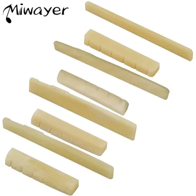 Miwayer 1 Pair 6-12 String Acoustic Classical Guitar Unbleached Bone Bridge Multiple Saddle and Nut