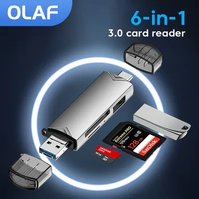 Olaf OTG Type C Micro sd card Reader type c to usb otg adapter 6 in 1 USB 3.0 TF card USB flash