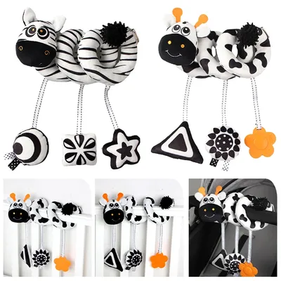 New Black And White Baby Bed Hanging Toy Hanging Spiral Rattle Cart Pendant Interactive Early