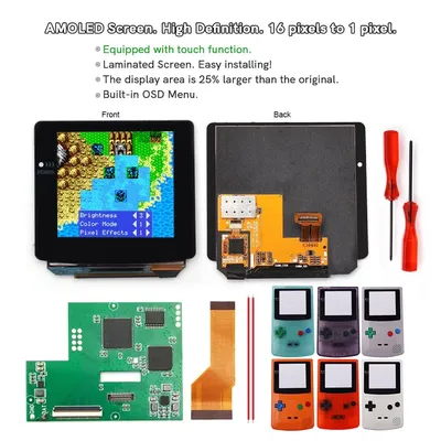2024 Drop in Laminated GBC OLED LCD screen with Touch Screen Assembly Digitizer RETRO PIXEL AMOLED