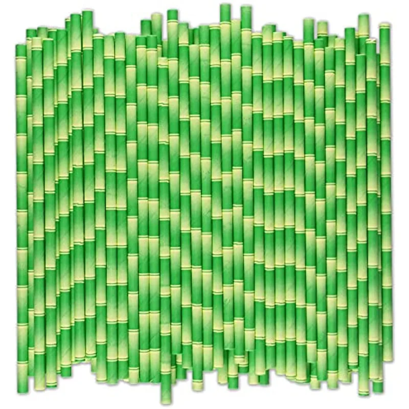 200 pieces Green bamboo paper straw for drinking biodegradable drinking straws kitchen accessories