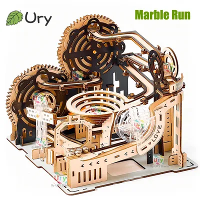 3D Wooden Puzzle Marble Run Set DIY Mechanical Track Electric Manual Model Building Block Kits