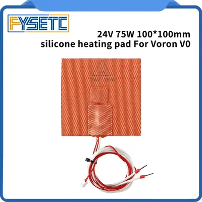 FYSETC 24V 75W 100*100mm silicone heating pad with NTC 100K Thermistor For Voron V0 0.1 0.2 3D