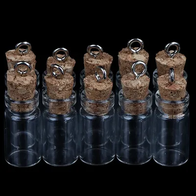 Hot Sale 10pcs Mini Glass Bottles Small Vials Cork Main Material Glass Jars Multi Usage Cork Wish