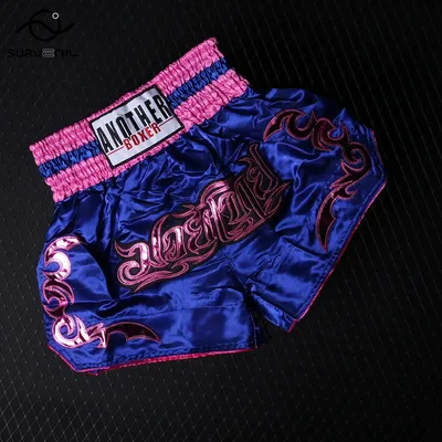 Muay Thai Pants Embroidery Boxing Shorts Women Men Satin Fight Kickboxing Training Trunks Kids Boy