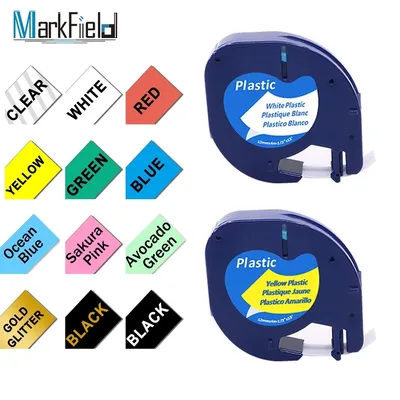 MarkField Compatible for Dymo White Plastic Label Tape Replacement for Dymo LetraTag Label Tags 12mm