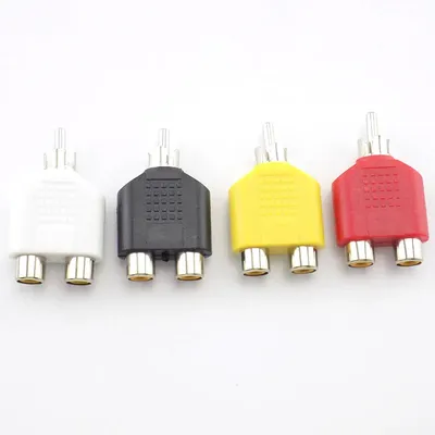 4 Pcs/lot RCA Connector Y Splitter AV Audio Video Plug Converter 1 Male to 2 Female Adapter Kit AV