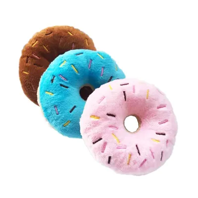 Soft Dog Donuts Plush Pet Dog Toys For Dogs Chew Toy Cute Puppy Squeaker Sound Toys Funny Puppy