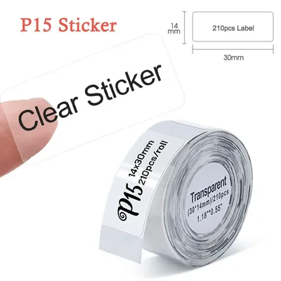 Marklife P15 Transparent Sticker 14mm x 30mm Thermal Roll Paper for P15 P12 Labeling Machine