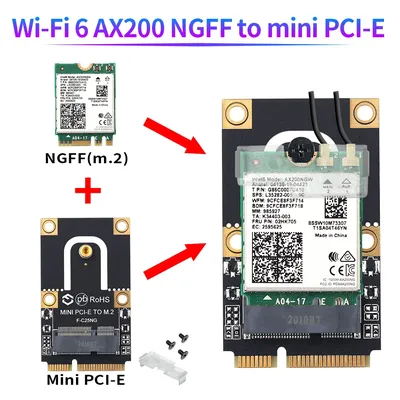 M.2 NGFF to Mini PCI-E PCIe+USB Adapter For M.2 Wifi 6 Bluetooth Wireless Wlan Card Intel AX200 9260