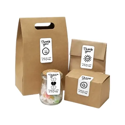 100Pcs Box Seal Sticker,Business Commodity Packaging Sealing Stickers,Smile Kawaii Stickers,Gift Box