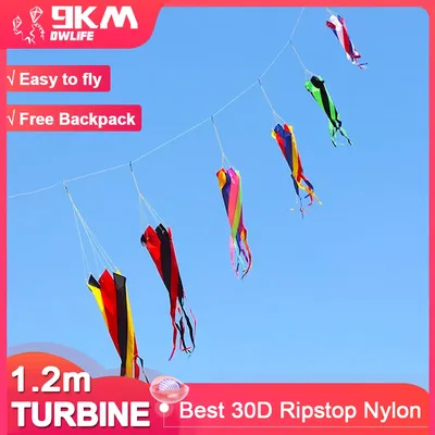 9KM 1.2m Spinner Windsock Turbine Line Laundry Pendant Soft Inflatable Show Kite 30D Ripstop Nylon
