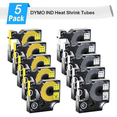 5PK 6/9/12/18/24mm Ribbon Compatible for DYMO Rhino Heat Shrink Tube 18052 18055 18056 for Dymo 4200