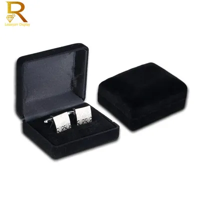 Wholesale Black Velvet Cufflinks Gift Box Men Shirt Cufflinks Gemelos Carrying Case Cuff Link Tie