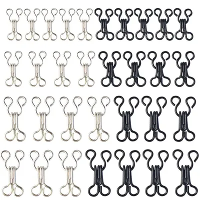 100 Sets Sewing Hooks and Eyes 4 Sizes Invisible Hooks Fastener for Bra Skirt Clothing Repair