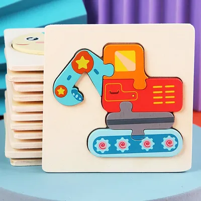 Kids Wooden Toys 3D Wood Puzzle Cartoon Animals Cognitive Jigsaw Puzzle Early Learning Educational