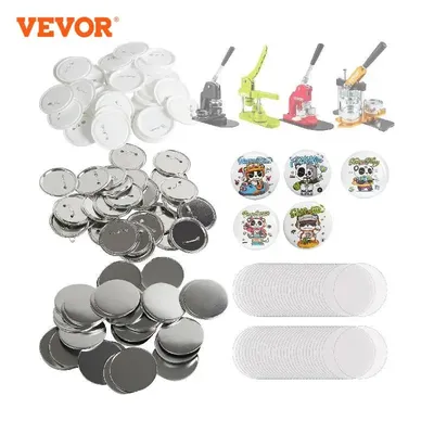 VEVOR 25/32/58/75mm Button Badge Parts Supplies for Button Maker Machine 200/500Sets Metal and