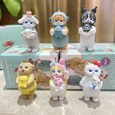 5.5Cm Sanrio Figure Doll Toys 6Pcs/set Sanrio Anime Figure Cinnamoroll Kuromi Doll Hark Cat Hello