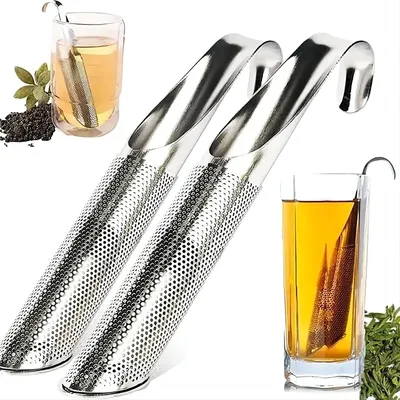 2/4/6/8Pcs Stainless Steel Tea Strainer Fine Mesh Infuser Pipe Filter with Hanging Hook Handle Tea