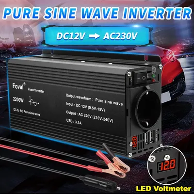 Pure Sine Wave Inverter DC 12V to AC 220V 230V 1500W/2200W/2600W Voltage Transfer Converter