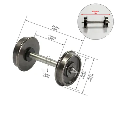 Evemodel 12pcs/24pcs Model Railway HO Scale 1:87 36" DC Metal Wheels US Style C8721