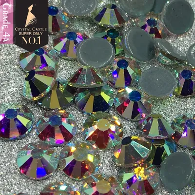 Crystal Castle White AB Strass Hotfix Stones None Hot Fix Blingbling Large Glass Adhesive Rhinestones For Crafts 4HF301AB